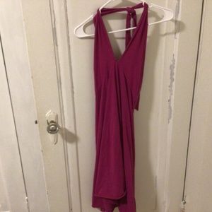 Pink cotton halter dress midi